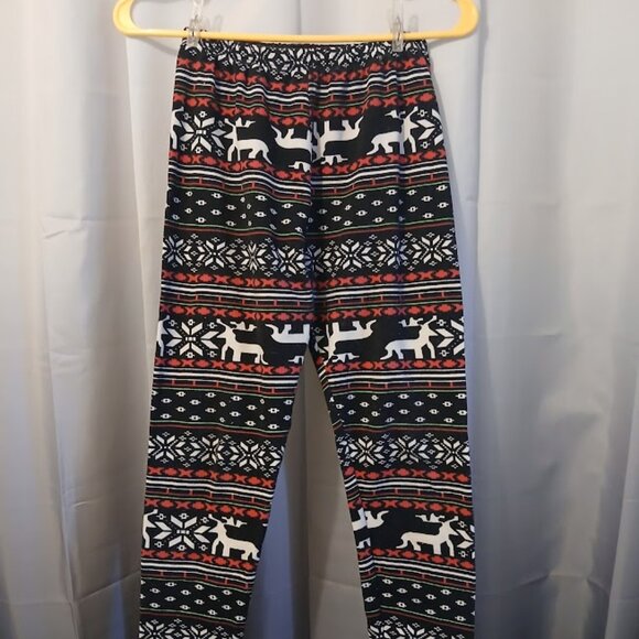 SILVER Brand Reindeer Snowflake Leggings pants One Size 22-28"W 27" L Pink Black - Picture 2 of 8
